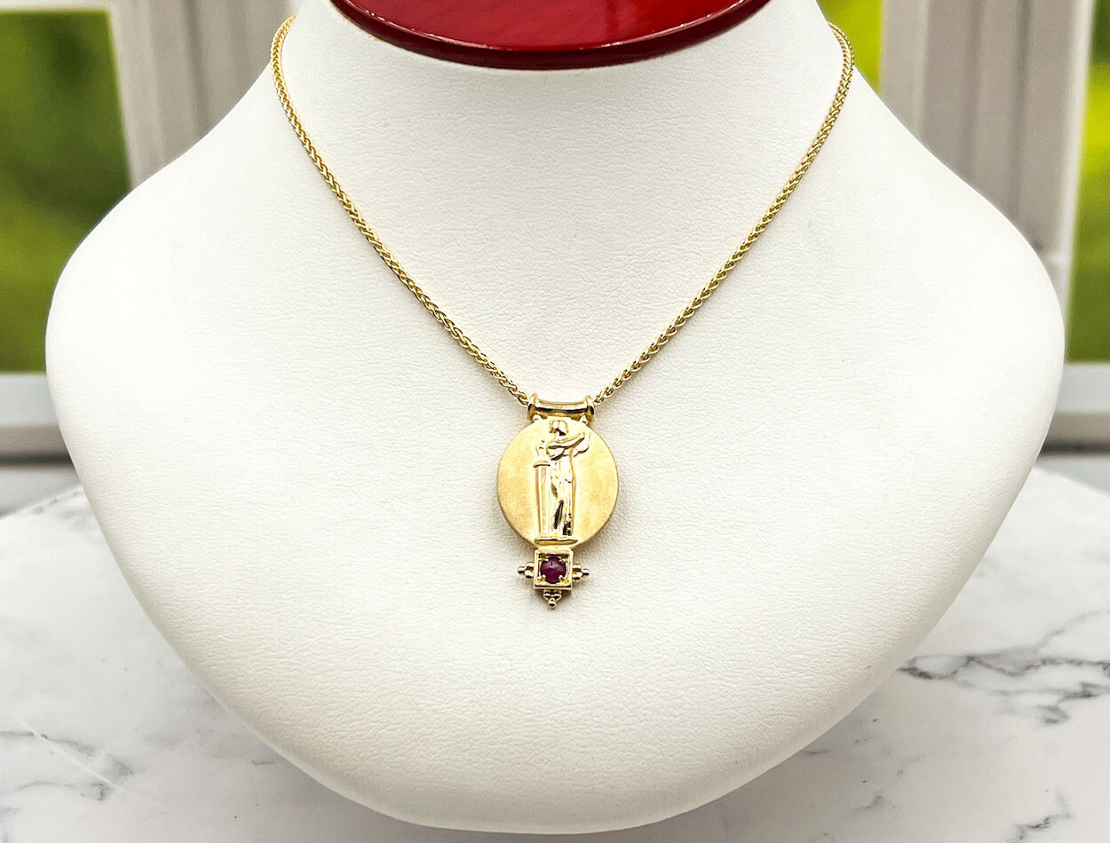 TAGLIAMONTE (2192N) 925SS/YGP Cameo Necklace*Ruby*Euterpe*Reg.$200