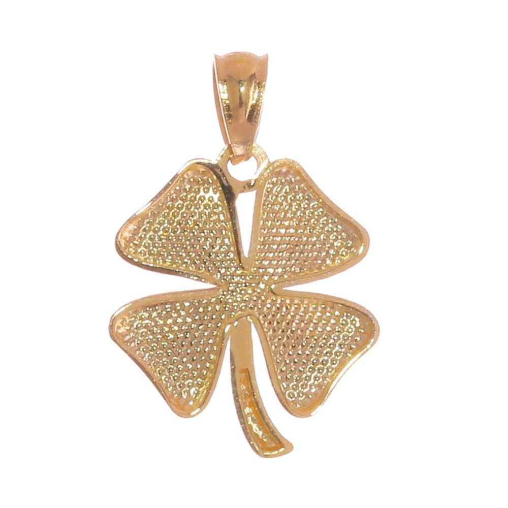 14k Yellow Gold Polished Four Leaf Clover Pendant, 13mm (1/2 inch)