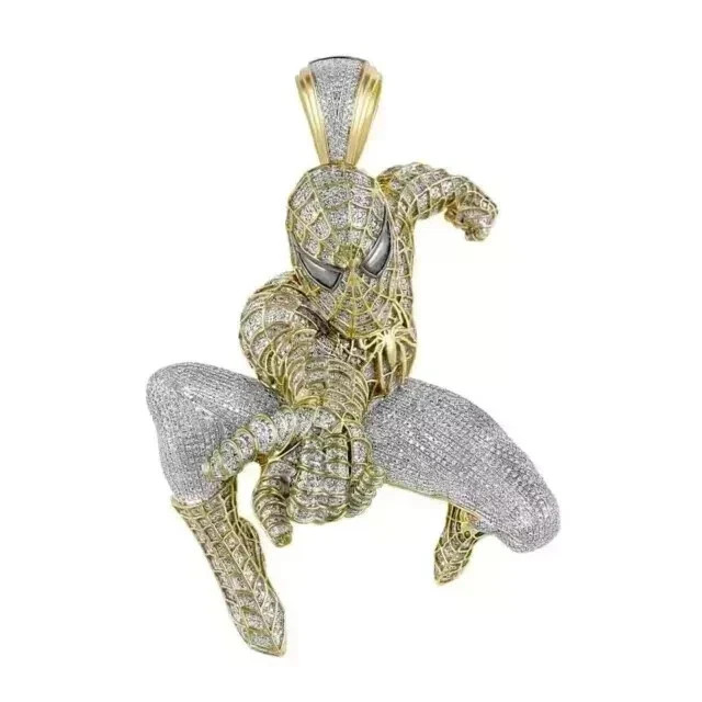 Men’s Cartoon Pendant 14K Yellow Gold Plated 4.00Ct Round Cut Moissanite Silver