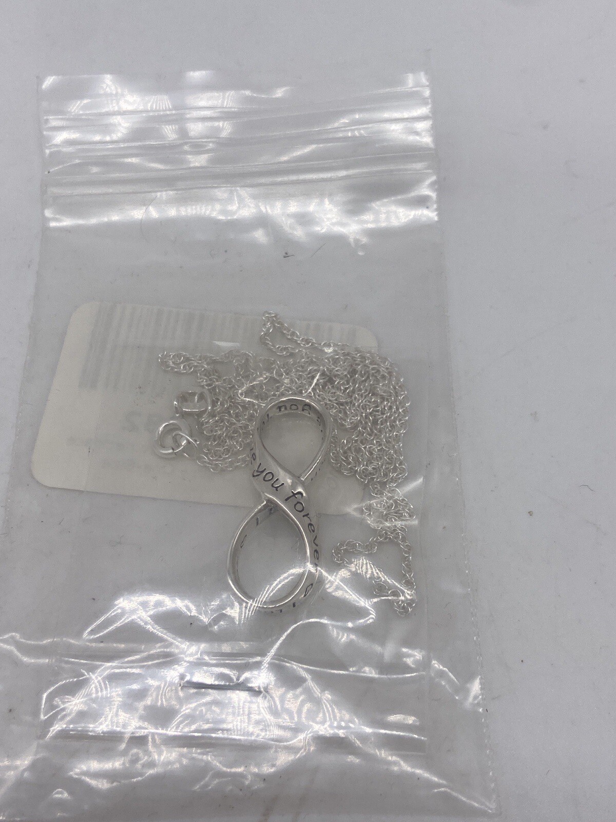 Silver “I Love You Forever” Infinity Pendant Necklace 18″in Chain NEW