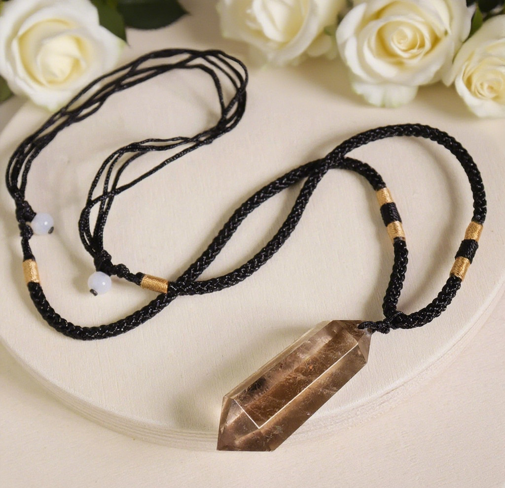 Smoky Quartz Pendant Necklace Shield Energy Healing Crystal Gemstone Gift
