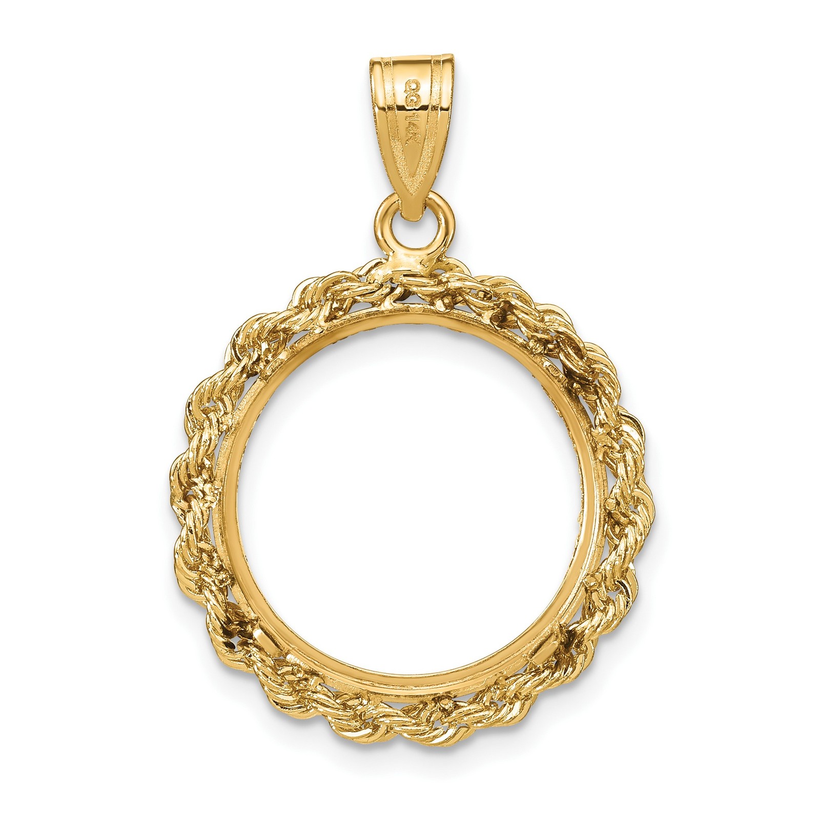 1/10 oz $5 American Gold Eagle Coin Bezel 16.5mm Rope Prong 14k Yellow Gold