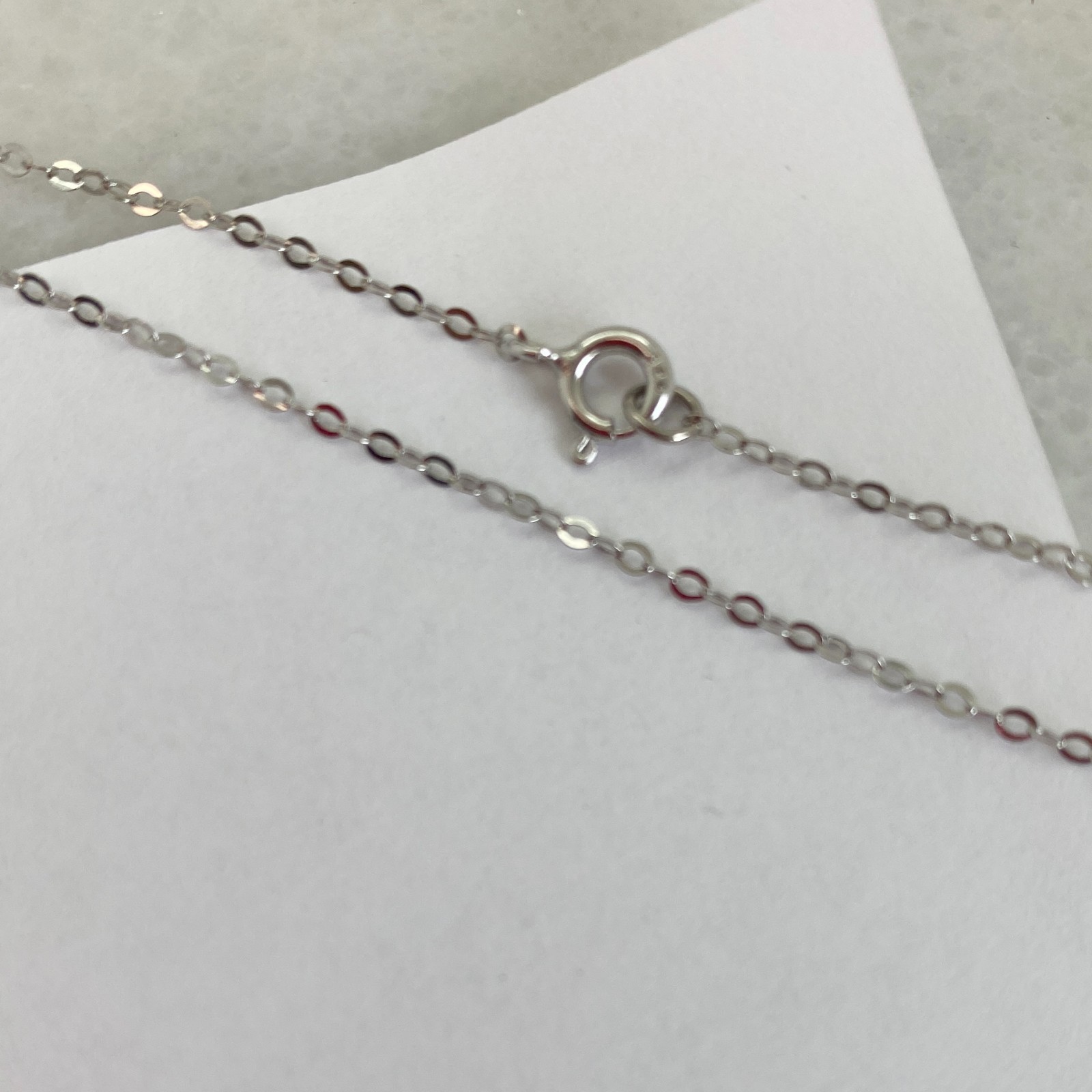 Rhodium plated Sterling Silver Necklace – Light Flat Cable Chain – All Sizes