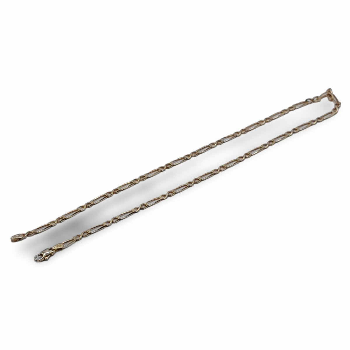 9ct Gold Chain – 9ct Gold Figaro Style Chain Elongated Link Necklace 16Inch 40cm