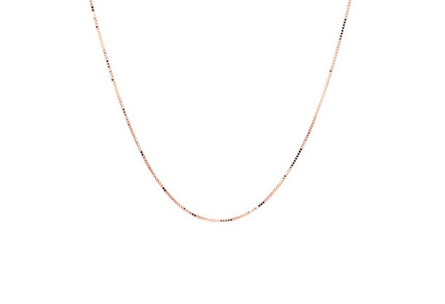 0.45mm Classic Box Chain Necklace Real Solid 14k Rose Gold All Sizes