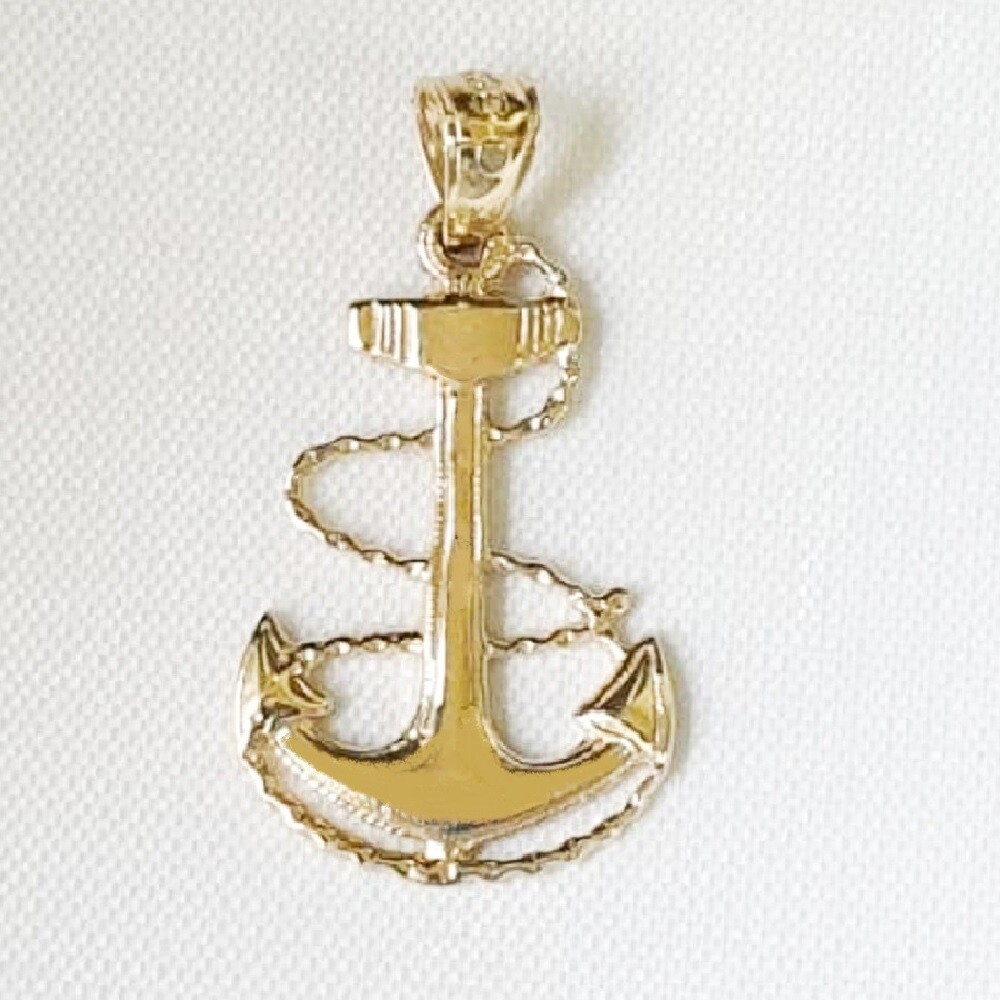 14k Yellow Gold ANCHOR Pendant / Charm, Made in USA