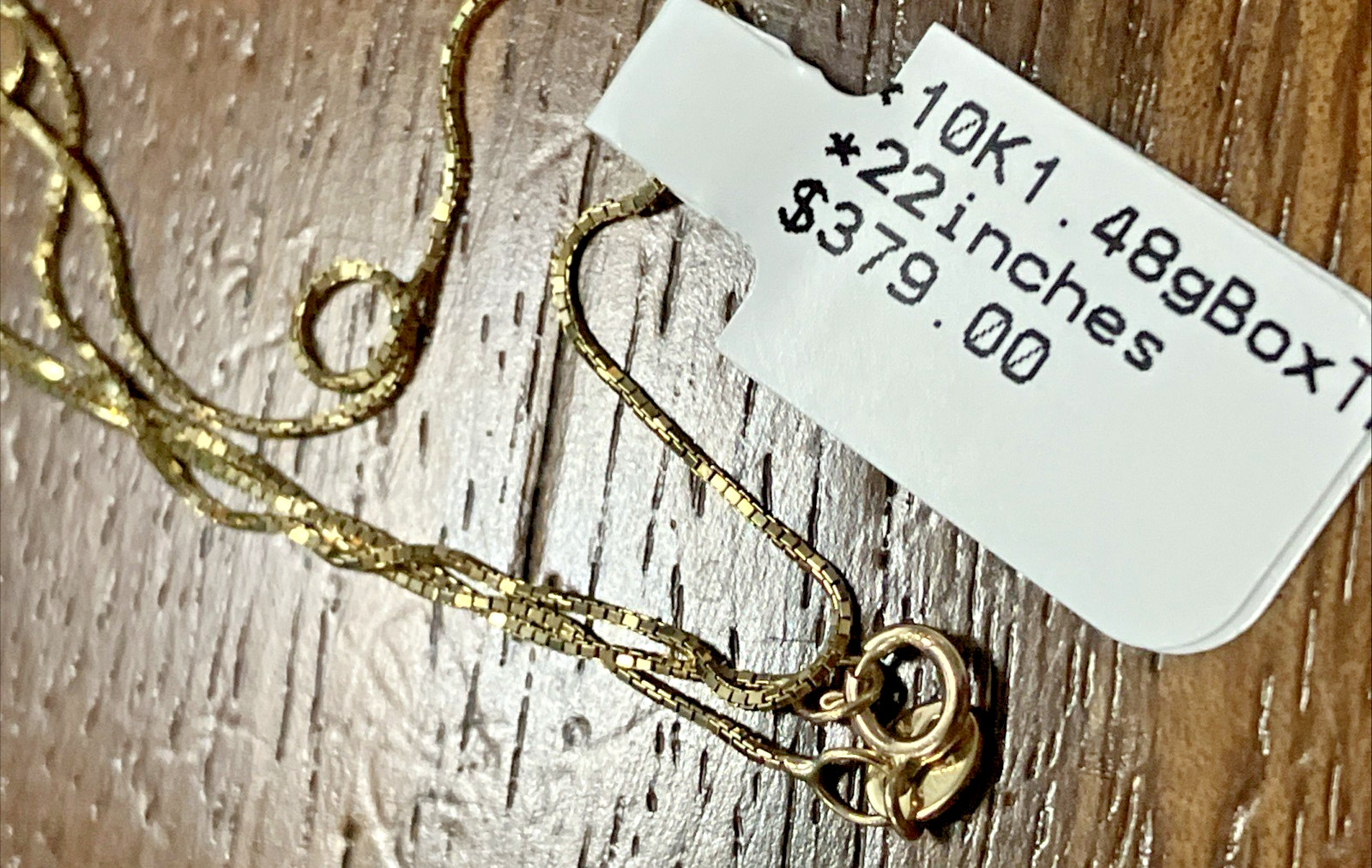 10kt Real Gold Thin Box Chain 1.48grams 22inches Starz Brand New with Retail Tag