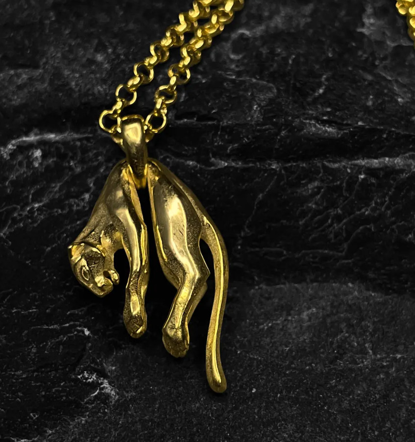Gold Panther Necklace 925Sterling Silver Hanging Panther Pendant For Unisex Gift