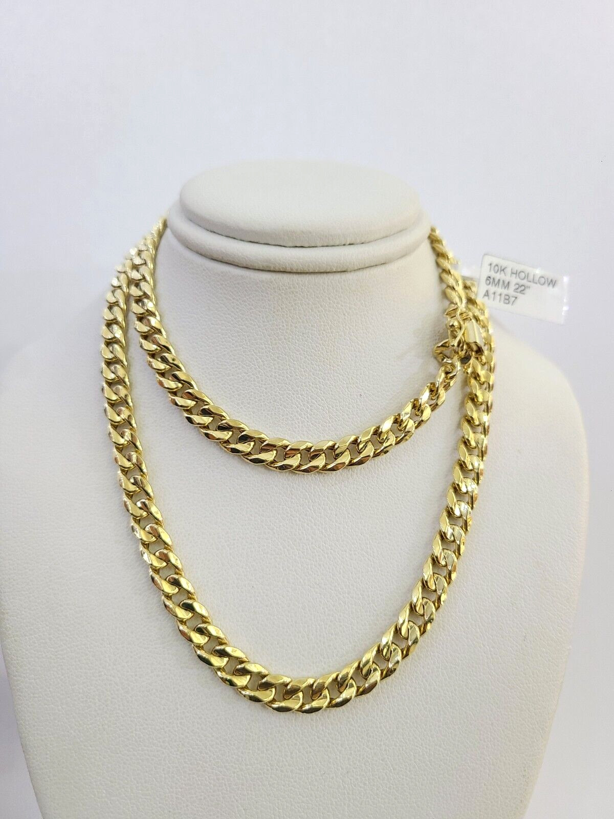 Real 10k Hollow Miami Cuban Link Chain Yellow Gold 6mm Necklace 22 Inch Genuine