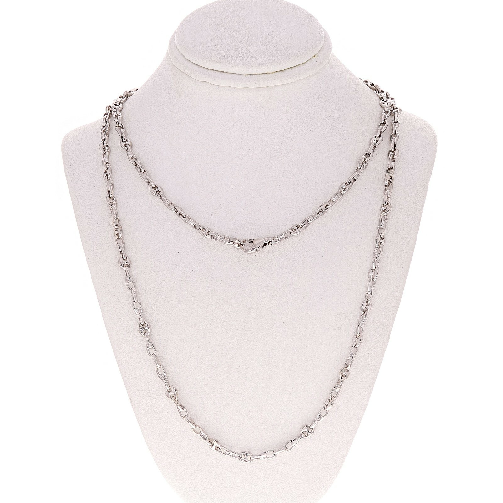 14k White Gold Solid Handmade Fashion Link Necklace 20″ 4.2mm 18 grams