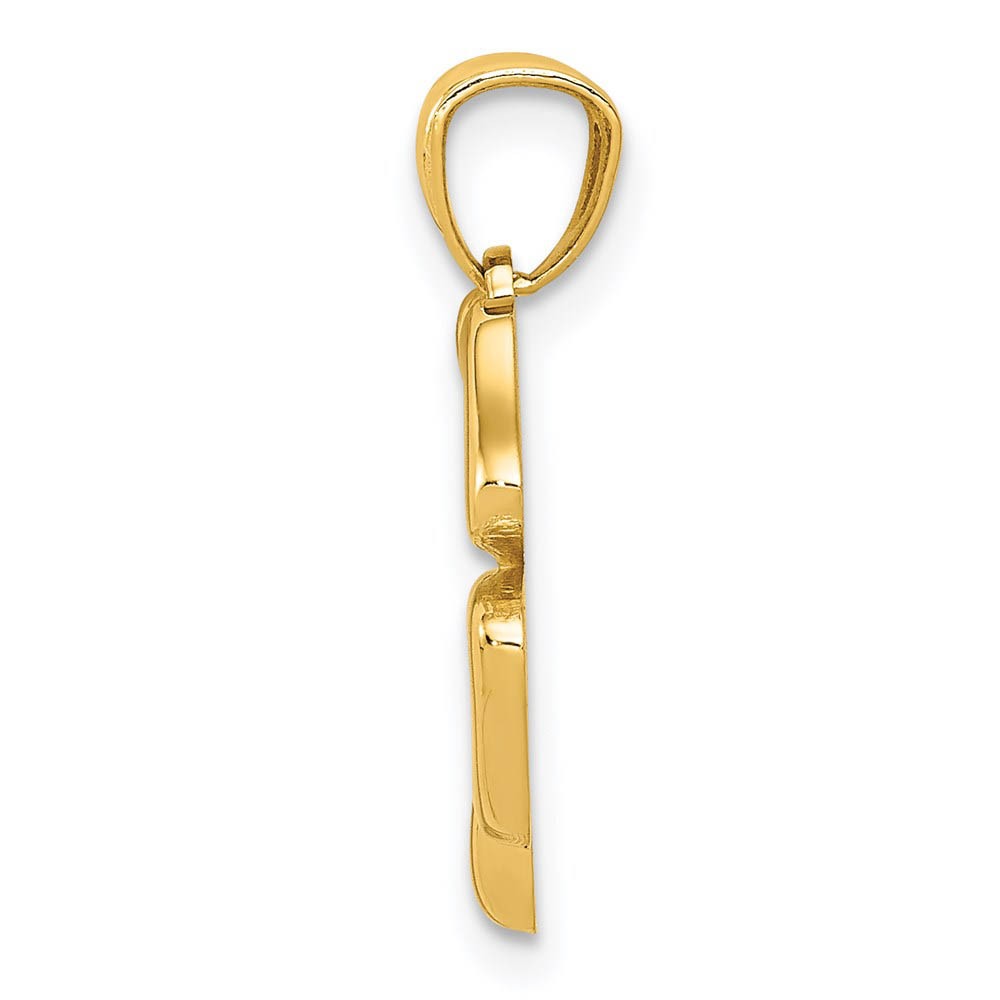 14k Yellow Gold Polished Four Leaf Clover Pendant, 13mm (1/2 inch)