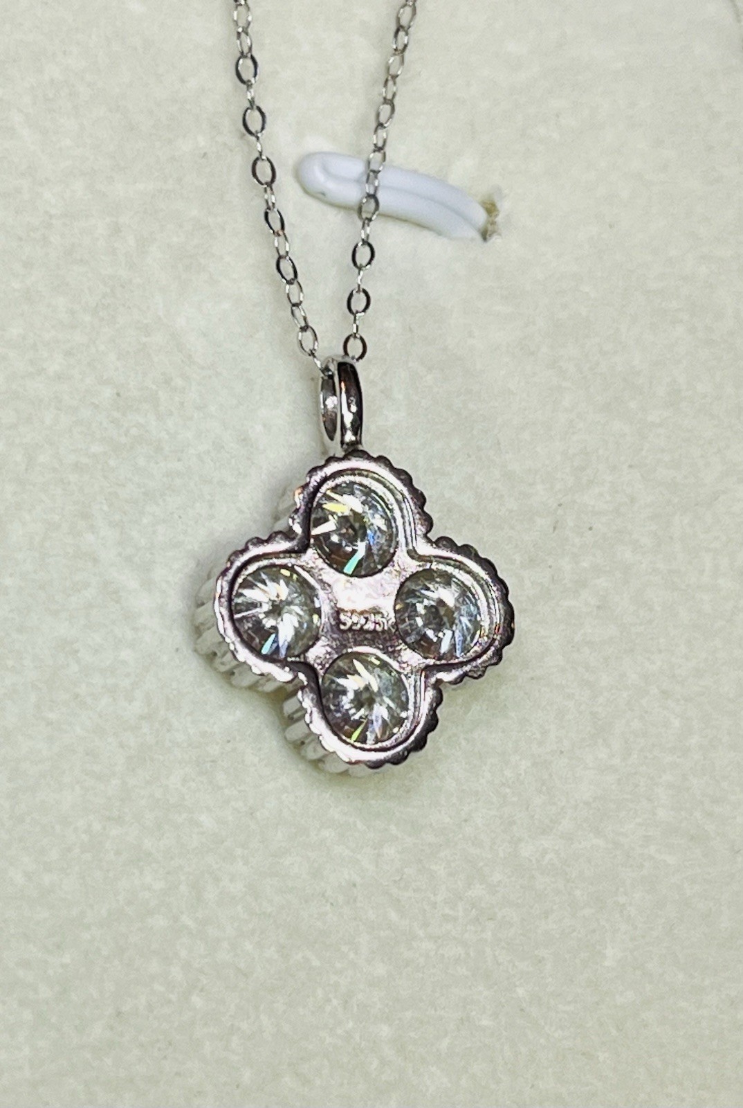 925 Sterling Silver Bling Bling 2 CTW VVS1 Clover Moissanite Pendant Necklace