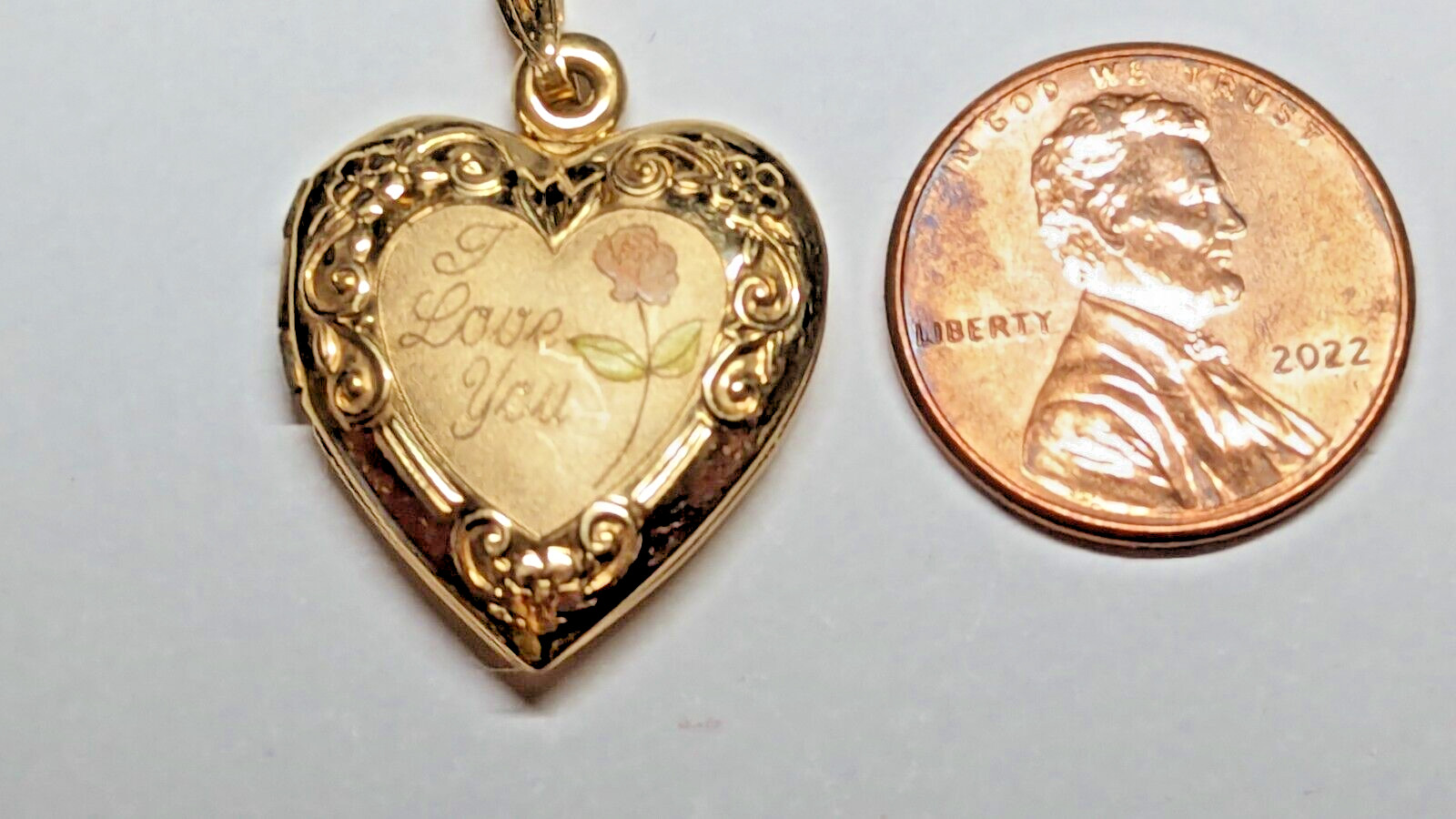 VINTAGE 14K YELLOW GOLD HEART PHOTO LOCKET ROSE HALLMARKED SIGNED 14K TK TRU-KAY