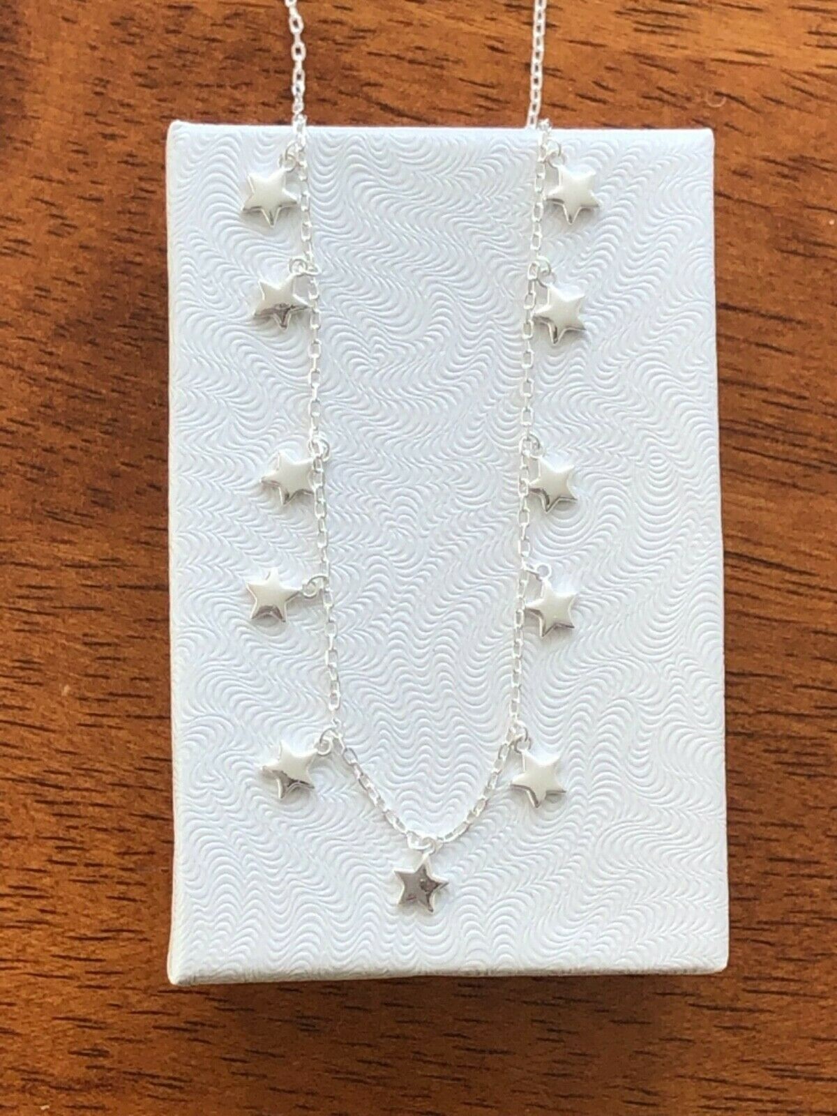 925 Sterling Silver Dangle Star Station Choker Necklace Dainty 3.5mm 15.5″ Women