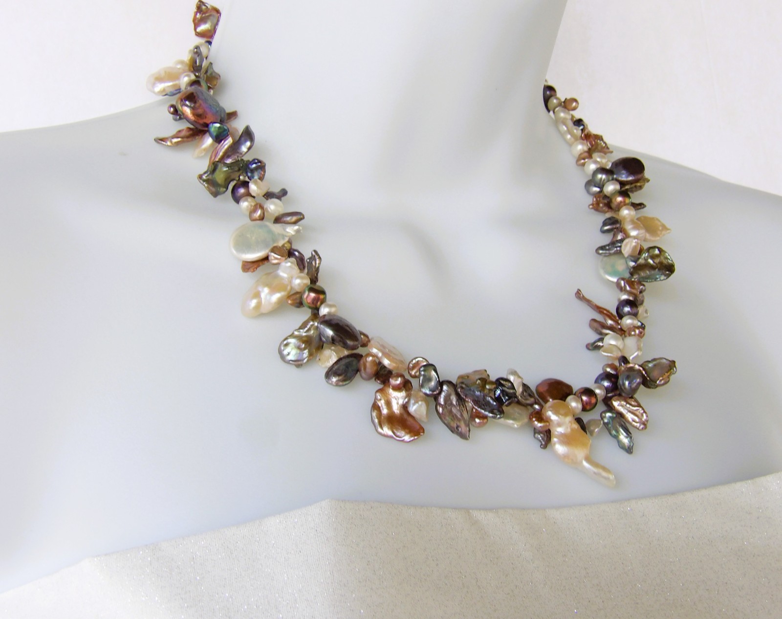 19.5 inches long Multicolor Mix shapes Genuine Freshwater Pearl Necklace NK957