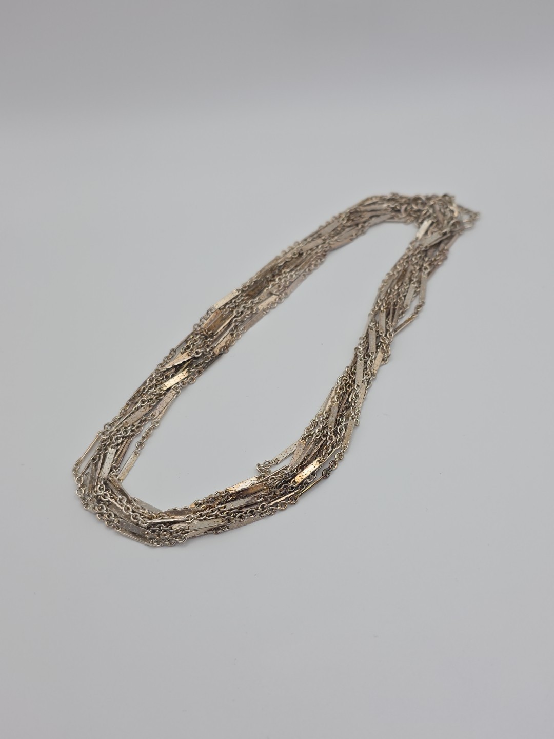 Vintage Sterling Silver 925 Bar Chain Necklace 15″ INCH 2mm 5.3 GRAMS
