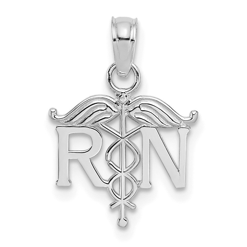 10K White Gold Registered Nurse Pendant 0.53gm L-20 mm, W-14 mm