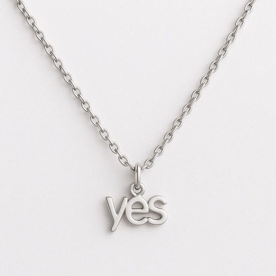 YES” Word Pendant Necklace – Silver Plated Dainty Minimalist Chain for Girl Gift