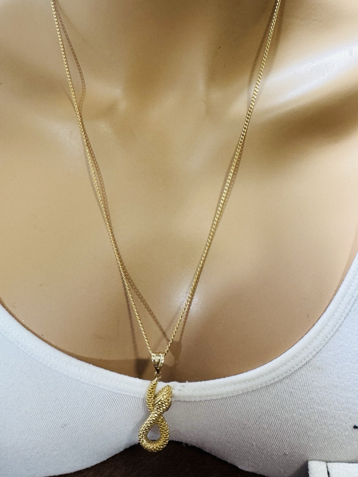 18K 750 Real Fine Mens Women’s Gold Snake Set Necklace 23.5/24” long 2.2mm 9.26g