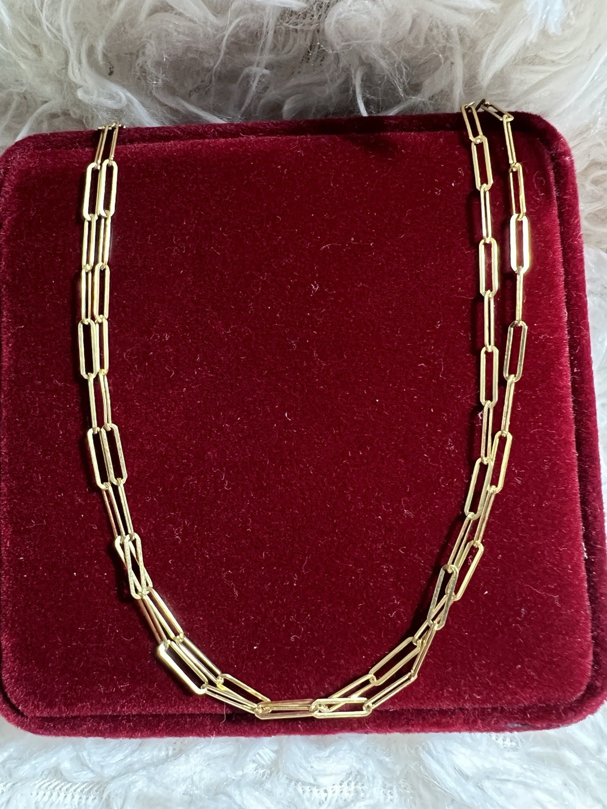 Solid 18k Yellow 18k Gold Paper clip Design Size 20” Long