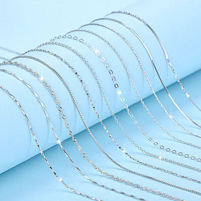 Real 925 Sterling Silver Necklace Chains For Pendants Fine Classic Style 16″-24″