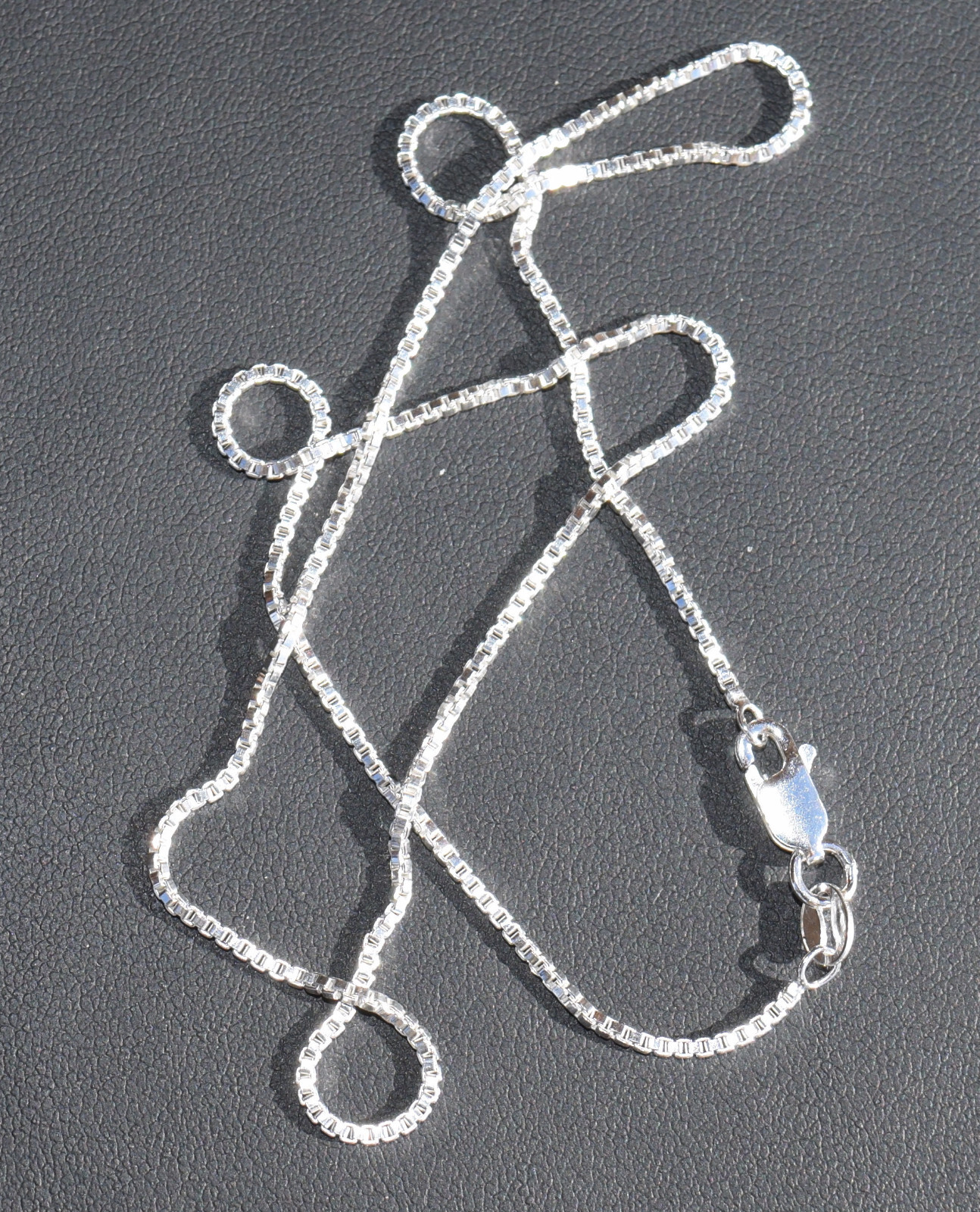 1.4mm Box Chain Italian .925 Sterling Silver Chain 16″ with Lobster Clasp