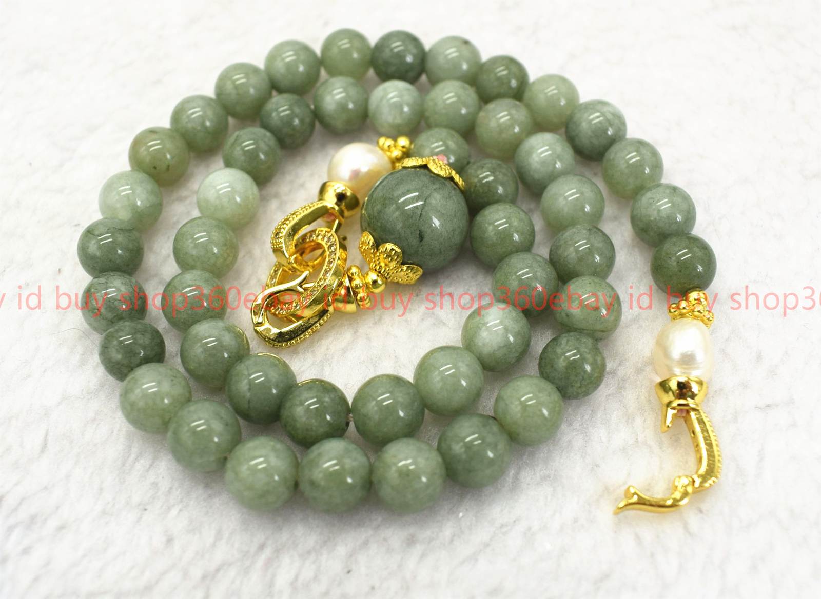 Handmade Natural 8mm A Green Jade Gems Round Beads Pendant Necklace 16-28in