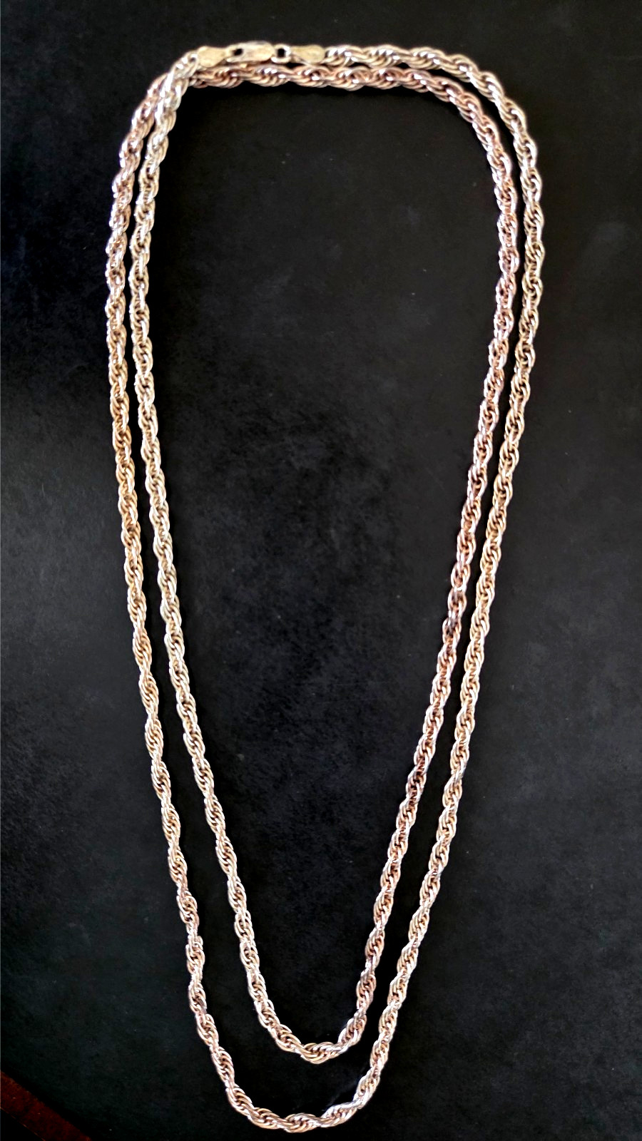 Vintage Milor Twist Rope Braided 925 Sterling Silver Necklace 38″ long 18g