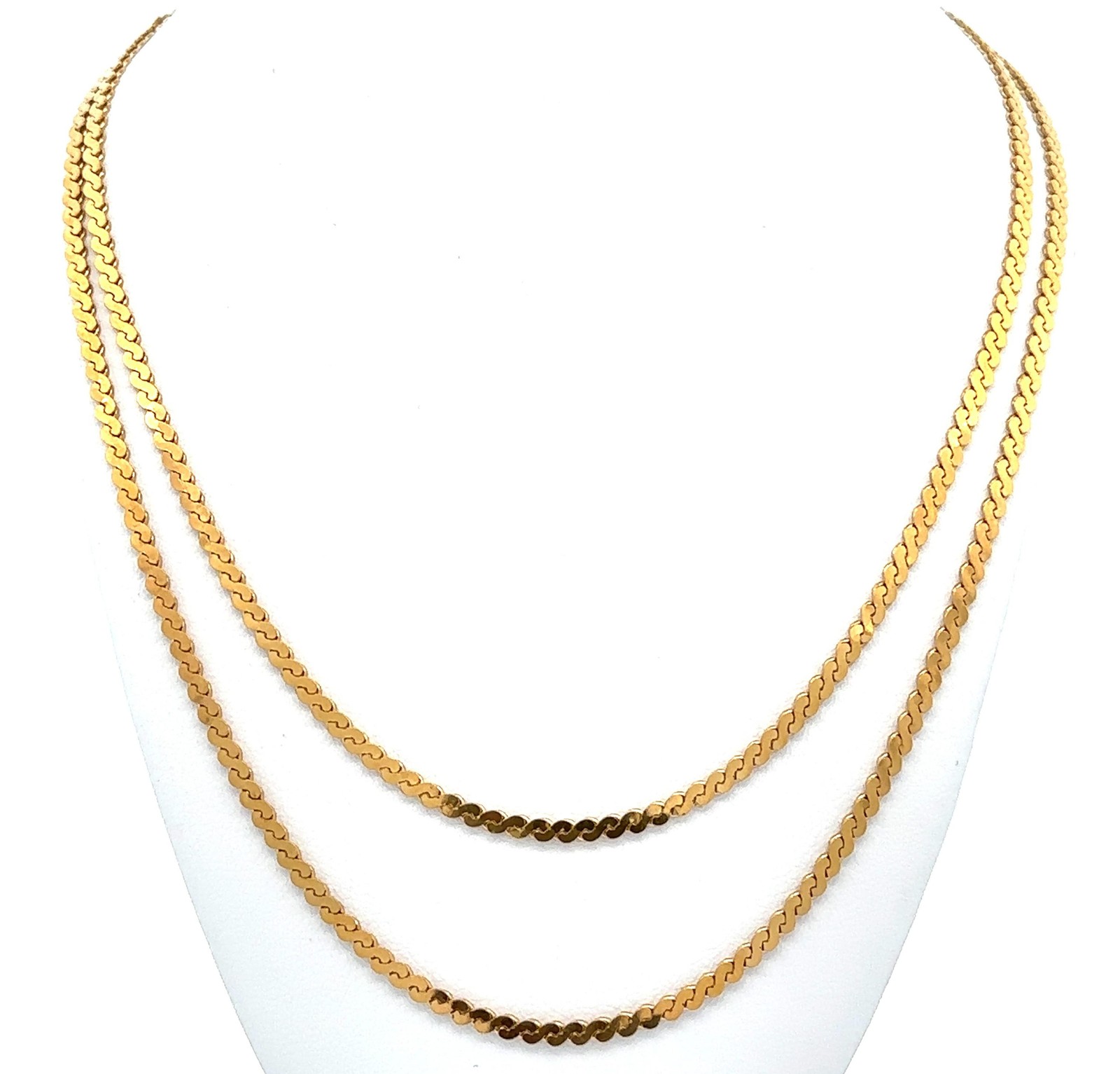 Vintage 18k Yellow Gold 30″ Long S Link Chain Necklace w/ Spring Ring Clasp