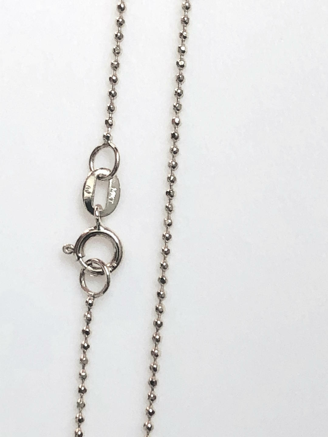 14k Solid White Gold Beads Chain Necklace 1.0 mm 18 inches (45 cm) B-10-6