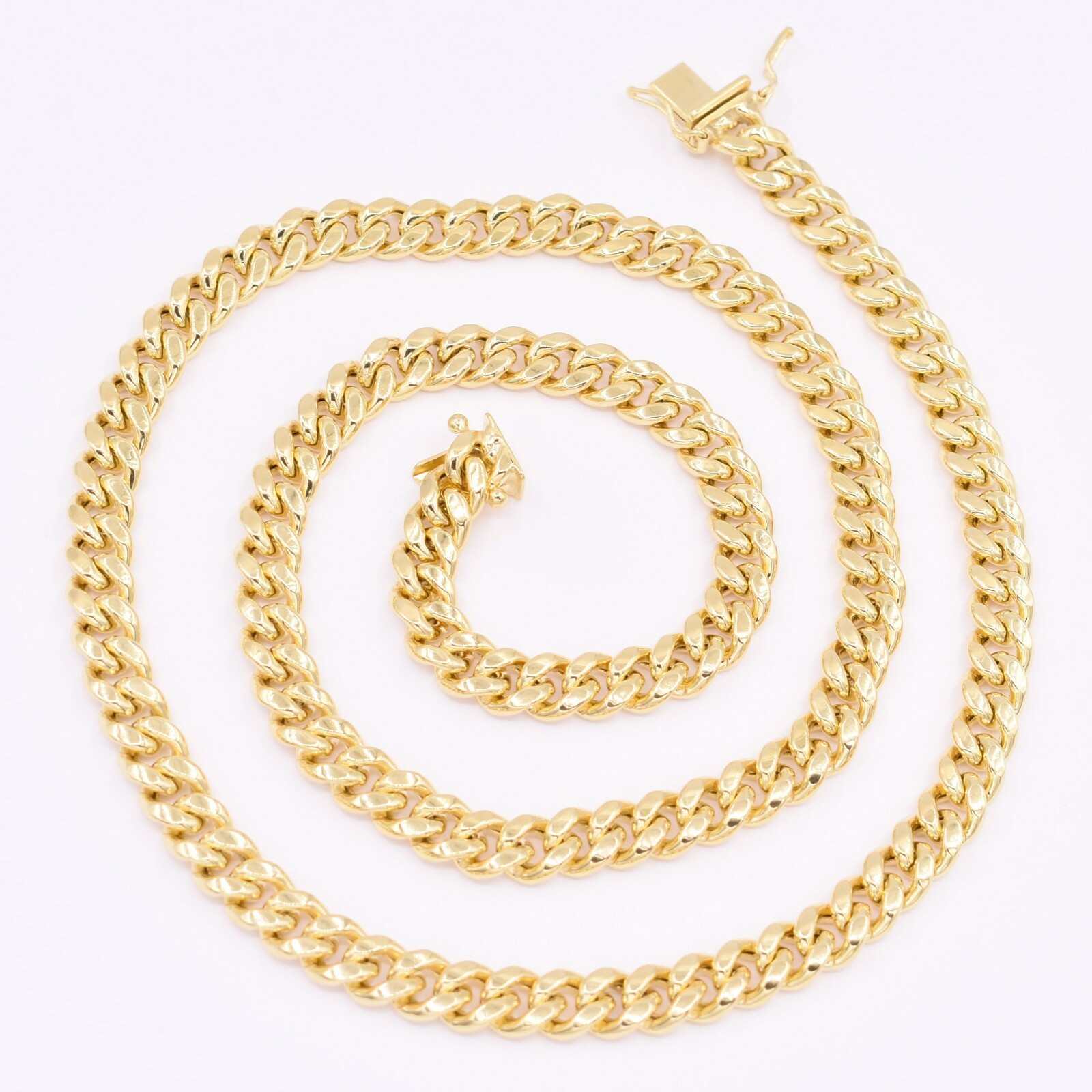 6.7mm Miami Cuban Chain Necklace Real 10K Yellow Gold ALL SIZES
