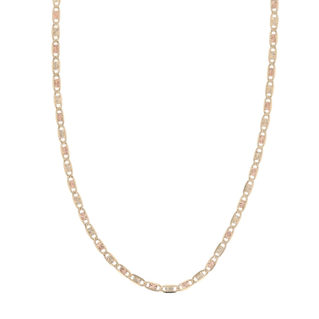 2mm Diamond-Cut Anchor Link Chain 16″ Necklace 14k Multi-Tone Gold 2.67 Grams