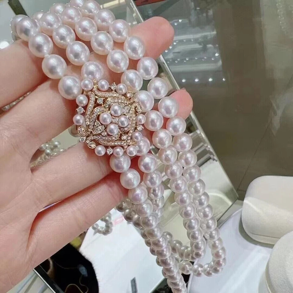gorgeous two strands 8-9mm south sea whit pearl necklace 30″32″
