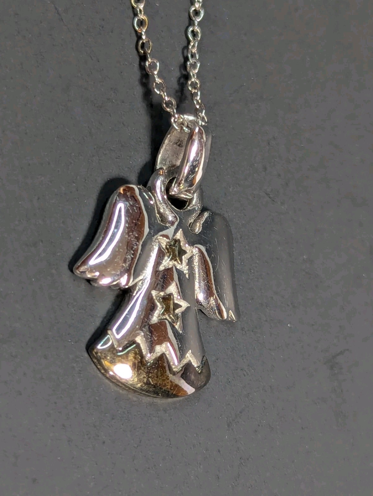 NF 925 Sterling Silver Angel Pendant 18″ Chain Necklace Thailand