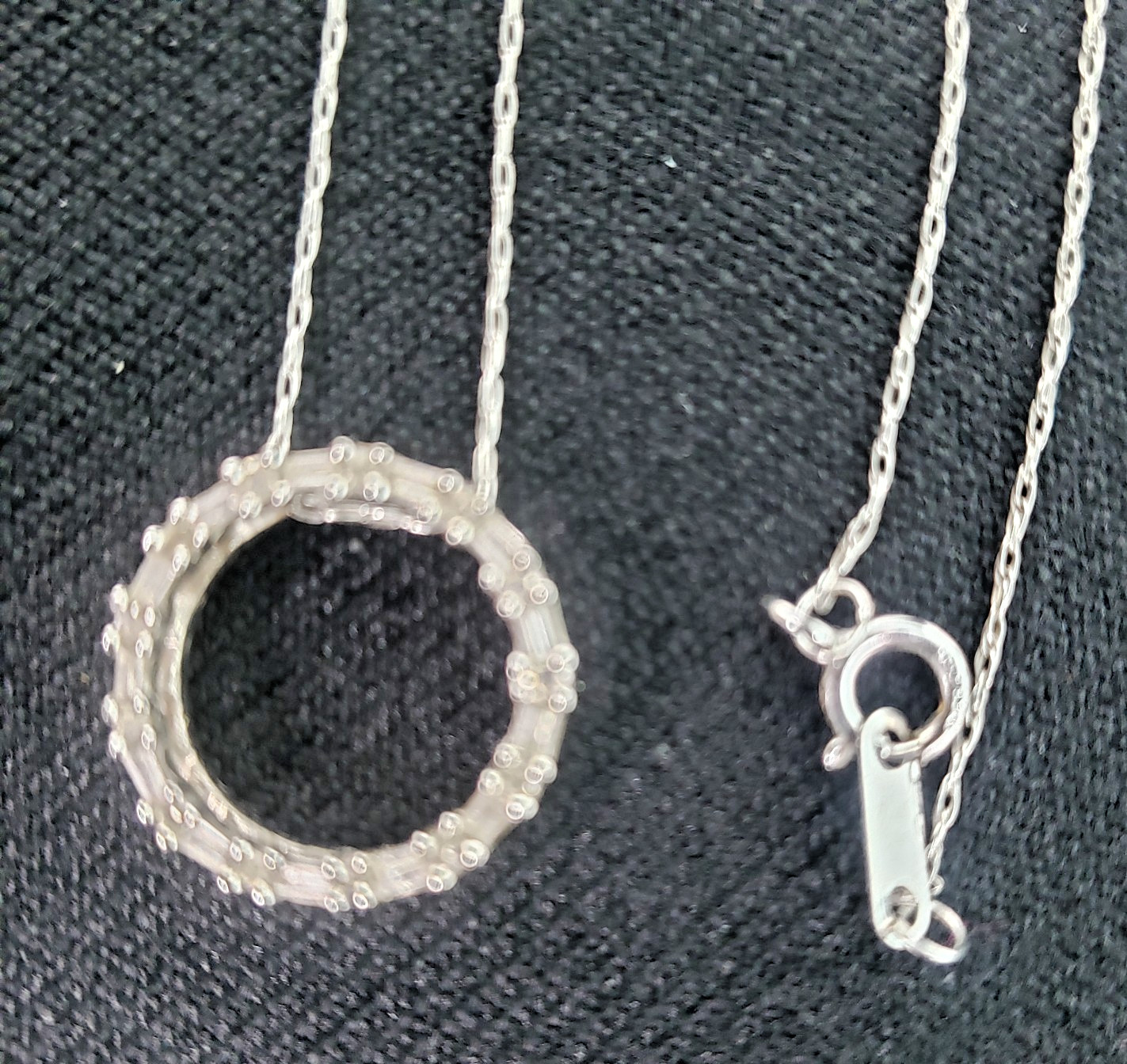 Signed JWBR 10k White Gold & Diamond Circle Pendant on 14K Chain 18″ From Zales