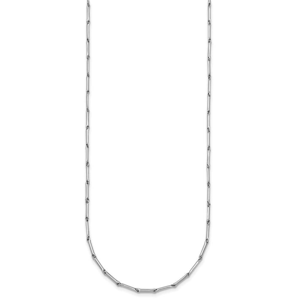 14K White Gold Polished Bar Link 18in Necklace