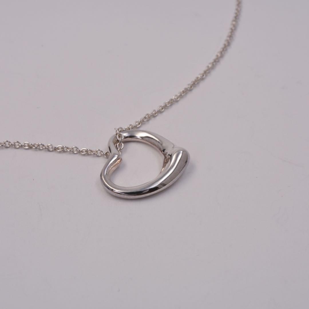 Tiffany & Co. Open Heart Necklace Silver 925 Women Used B Open Heart Design