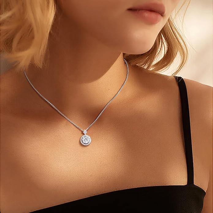 1ct Moissanite Infinity Necklace 925 Sterling Silver Anniversary Gift Necklace