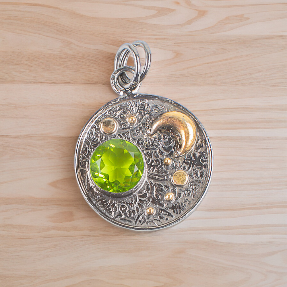 Handmade 925 Sterling Silver Jewelry Pendant Peridot Gemstone Pendant