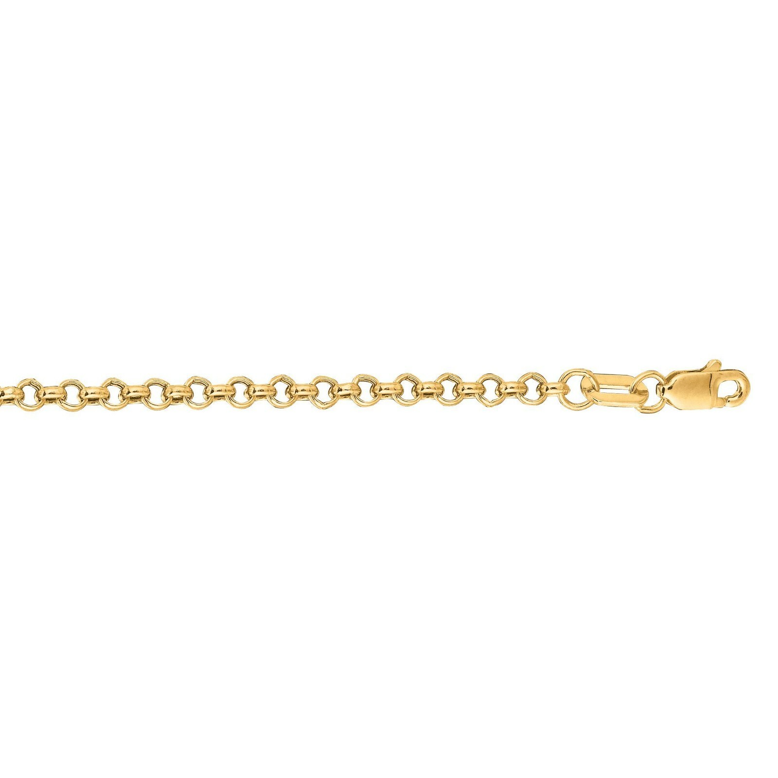 2.3mm Rolo Link Chain Necklace Real 14K Yellow Gold