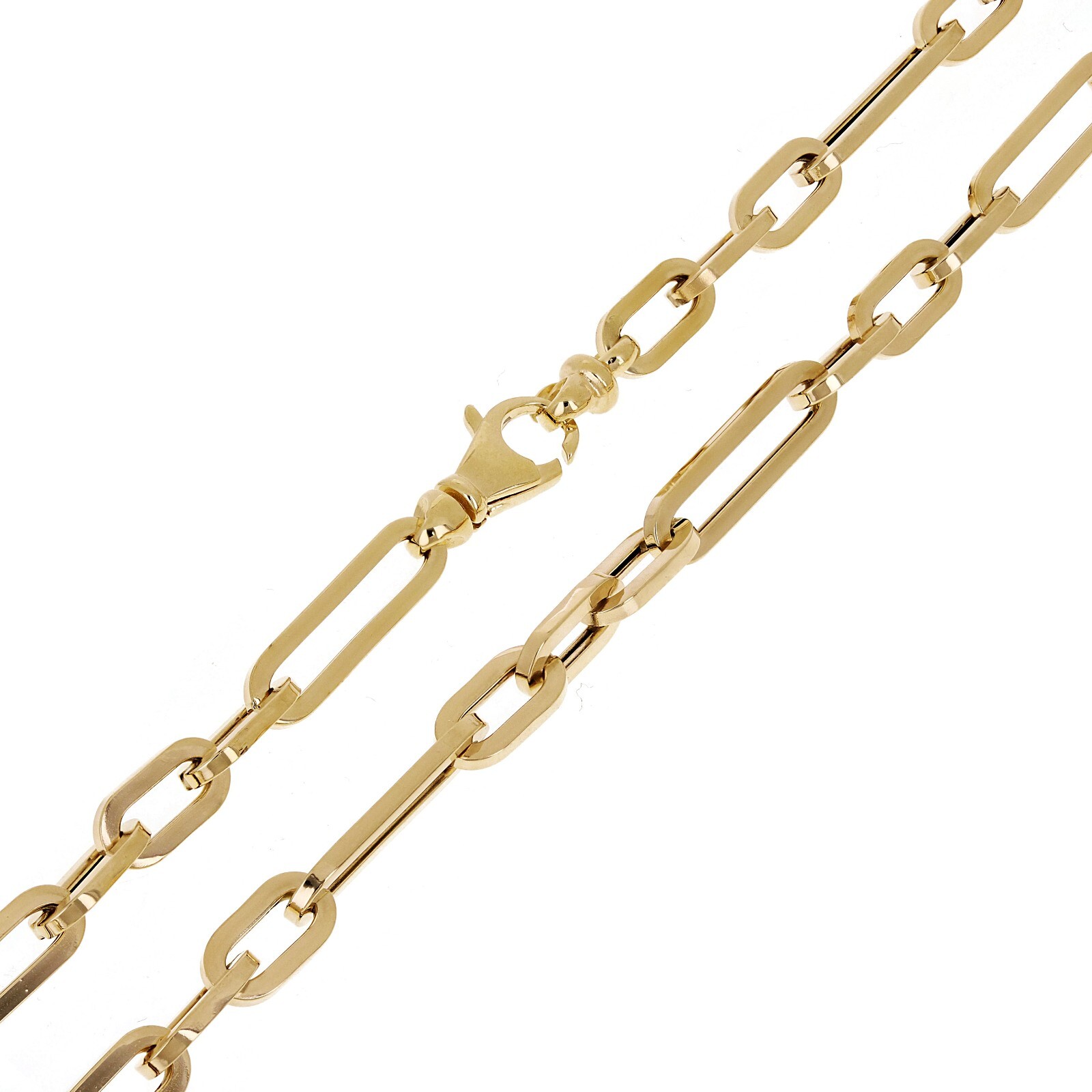 Italian 14k Yellow Gold Hollow Paper Clip Link Necklace 6mm 17.5″ 12.8 grams