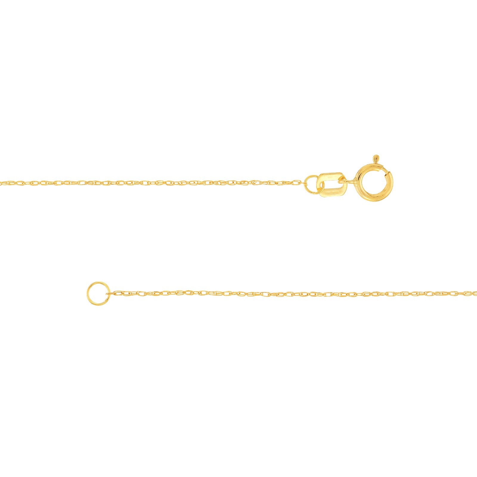 0.65mm Pendant Rope Chain with Spring Ring Clasp Real 14K Yellow Gold ALL SIZES