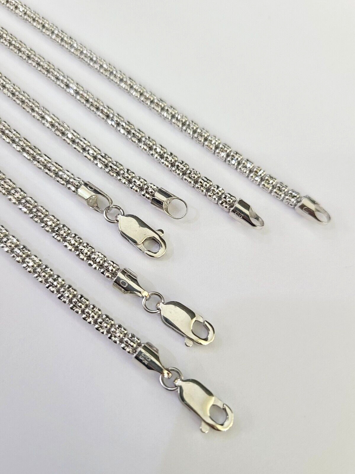 10k White Gold Iced Chain 3.5mm Diamond Cut Necklace 20″ 22″ 24″ 10Kt