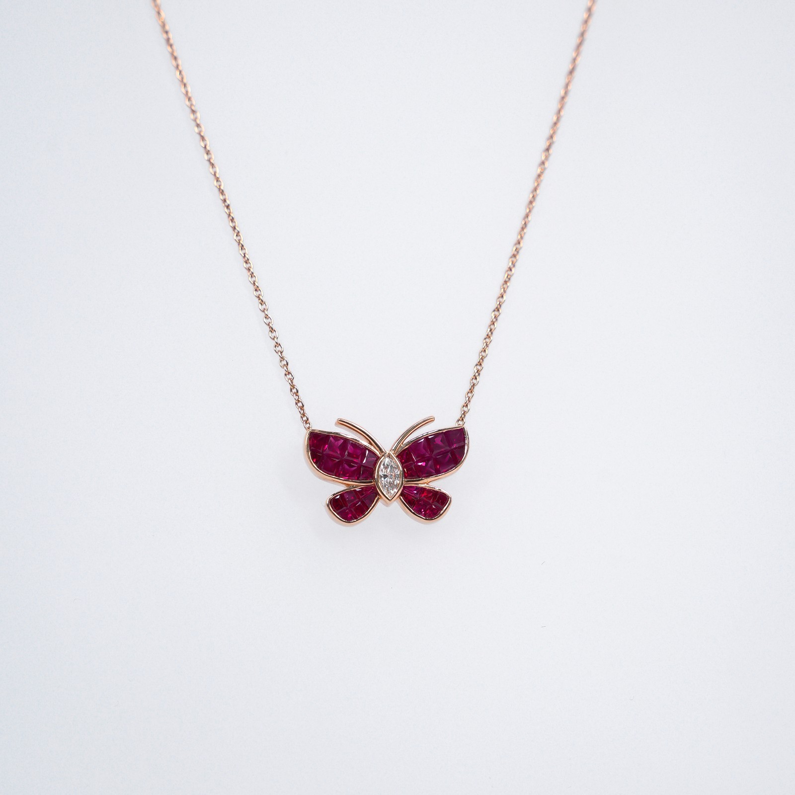 18 KARAT NECKLACE | ROSE GOLD| NATURAL DIAMOND | RUBY | IGI CERTIFIED
