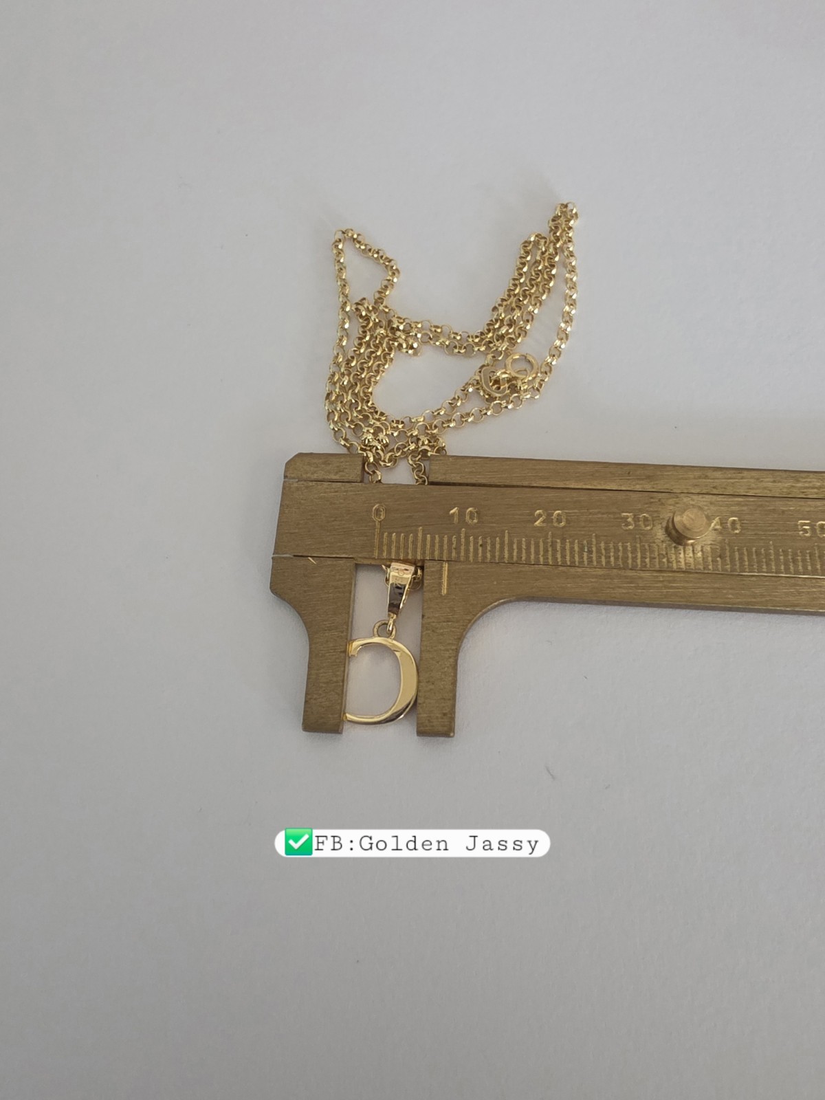 18K Real Gold C Necklace 17″long