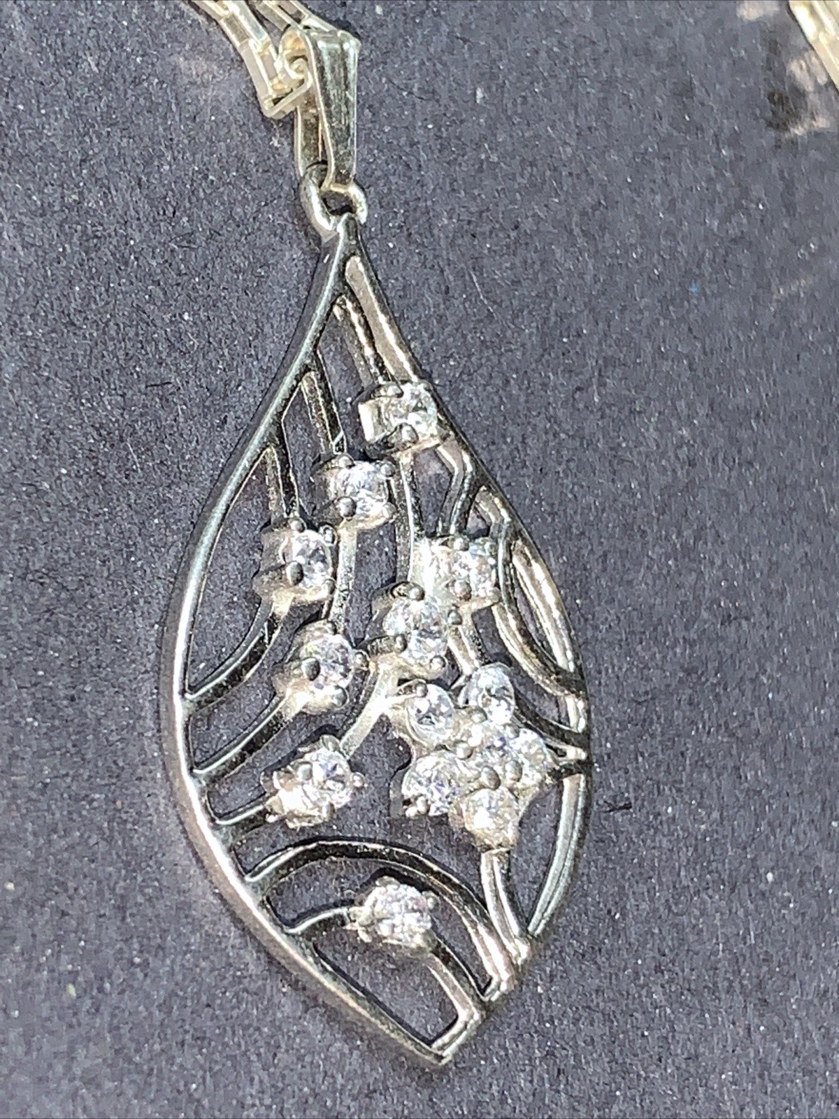 Sterling Silver 925 Necklace Pendant Lot PP44 Leaf Flower Crystals Fashion