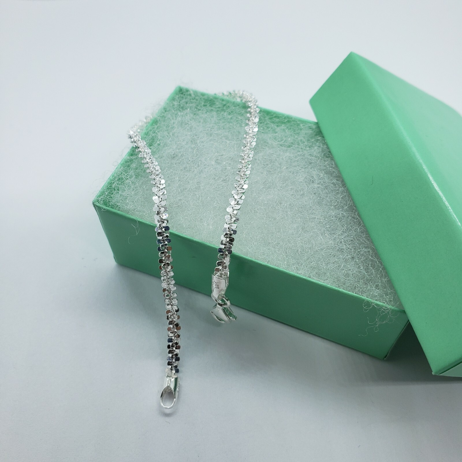 Sterling Silver Sparkle Rock Chain Necklaces & Bracelets 1.8mm Diamond Cut 7-24″