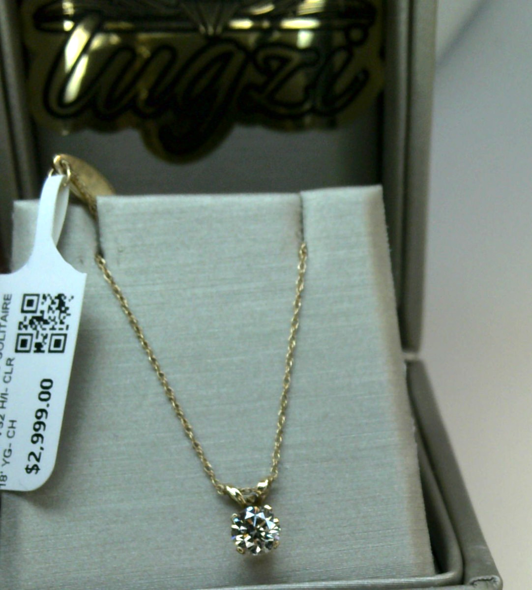 $3000 REAL GENUINE Diamond SOLITAIRE PENDANT NECKLACE 14k yellow Gold SOLID! 18′