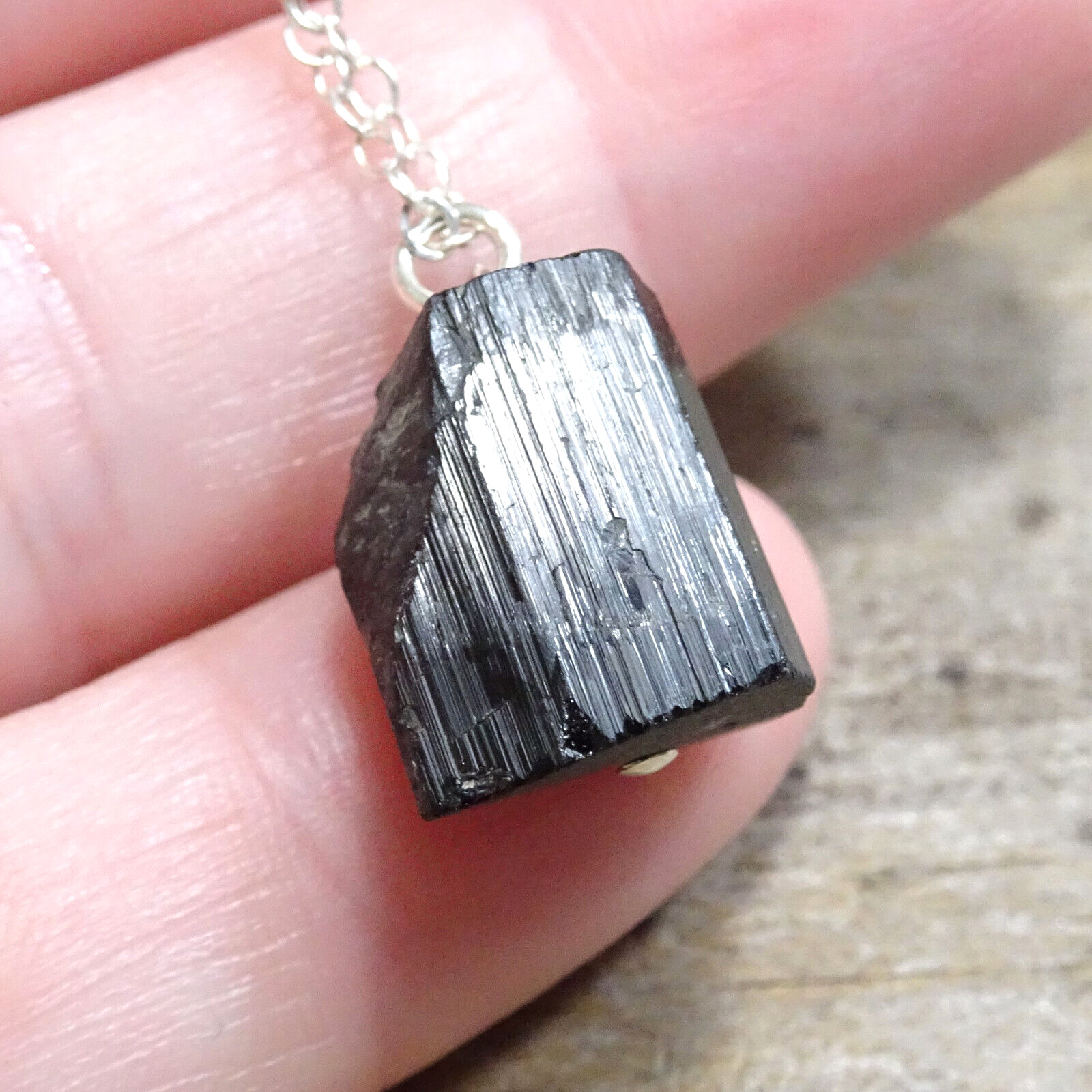 Crystal Raw Black Tourmaline Necklace Root Chakra Jewelry 925 Silver Chain Video