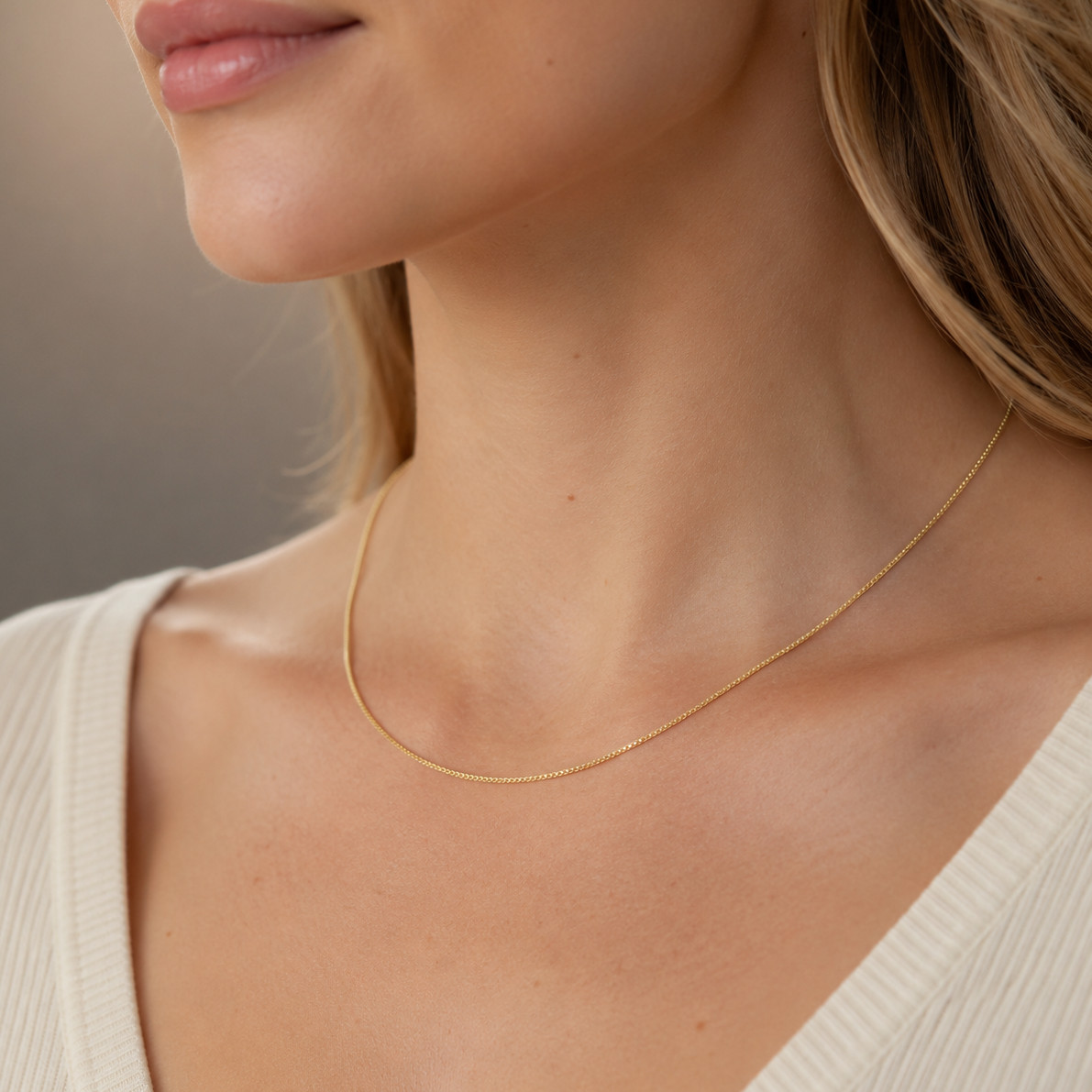14K Gold Plated Sterling Silver Light Box Chain Necklace – 1mm